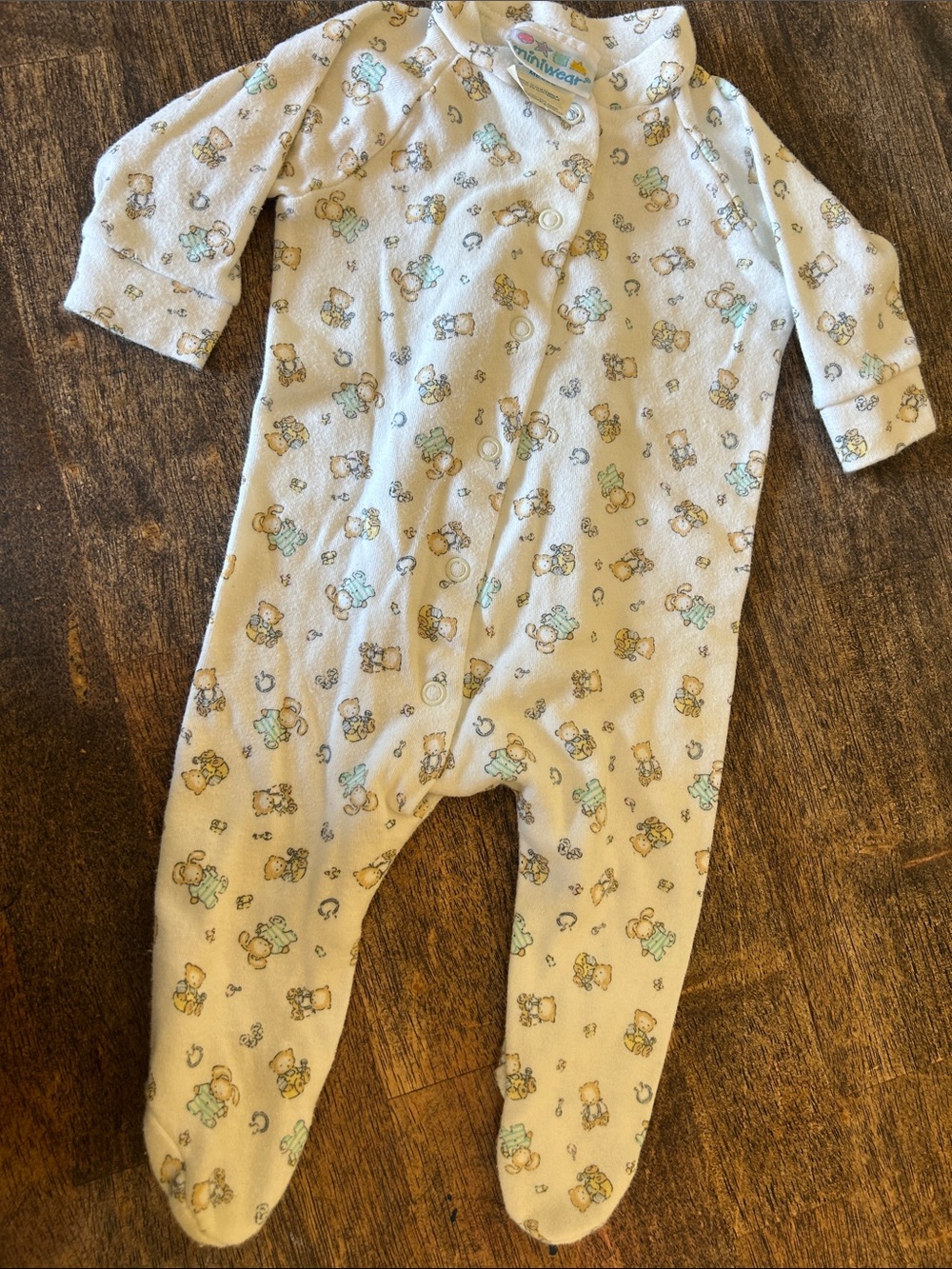 Carter's Cream Footed One-Piece with Pastel Teddy Print